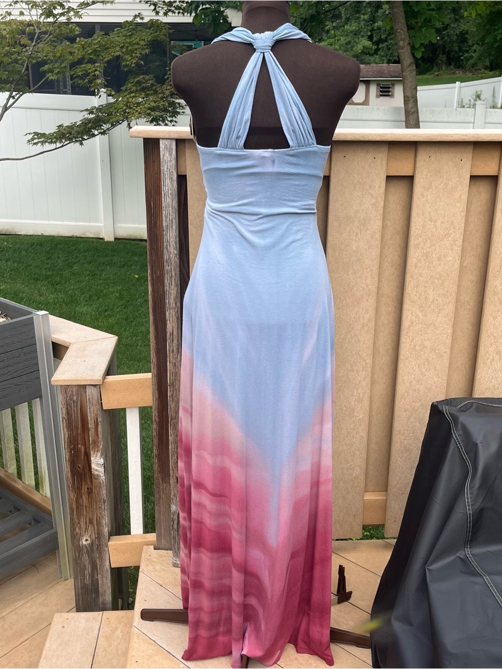 Sky Halter Maxi Dress in Light Blue and Rose Ombre - Picture 5 of 7